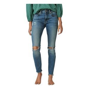 Lucky Ava Skinny Jeans Blue Medium Wash Denim Mid Rise Distressed Hem 2 / 26